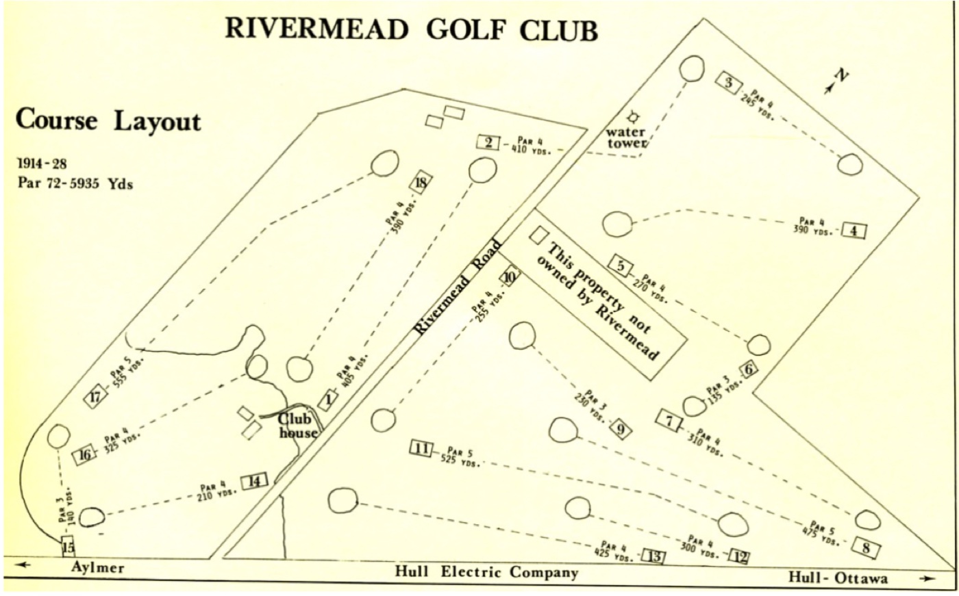 Hand-drawn course routing plan dated 1914